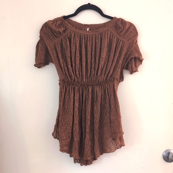 Free People Peplum Lace Top size M - Picture 2 of 4
